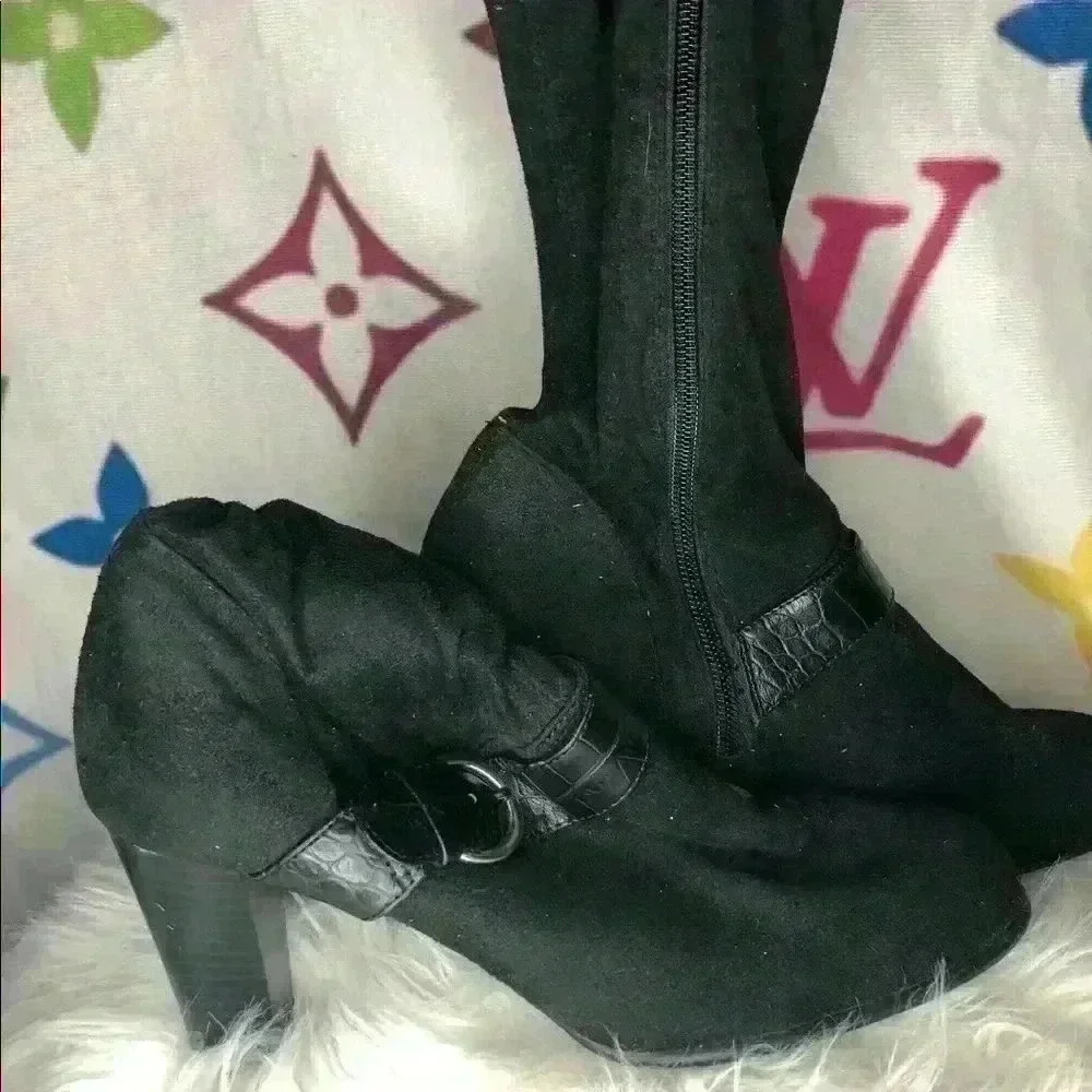 Knee-High Block Heel Boots - Picture 1 of 4